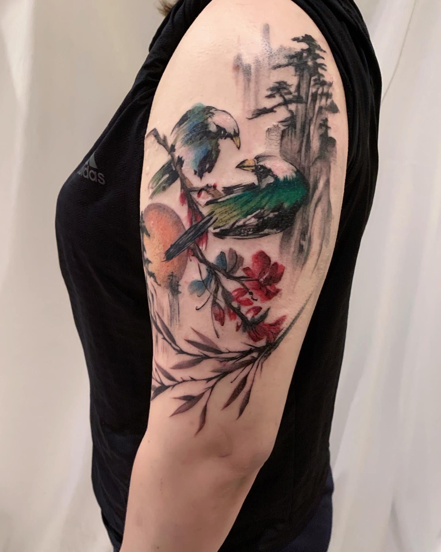 彩色刺青|水墨刺青|國畫刺青|花鳥刺青|花刺青|鳥刺青|藝術刺青