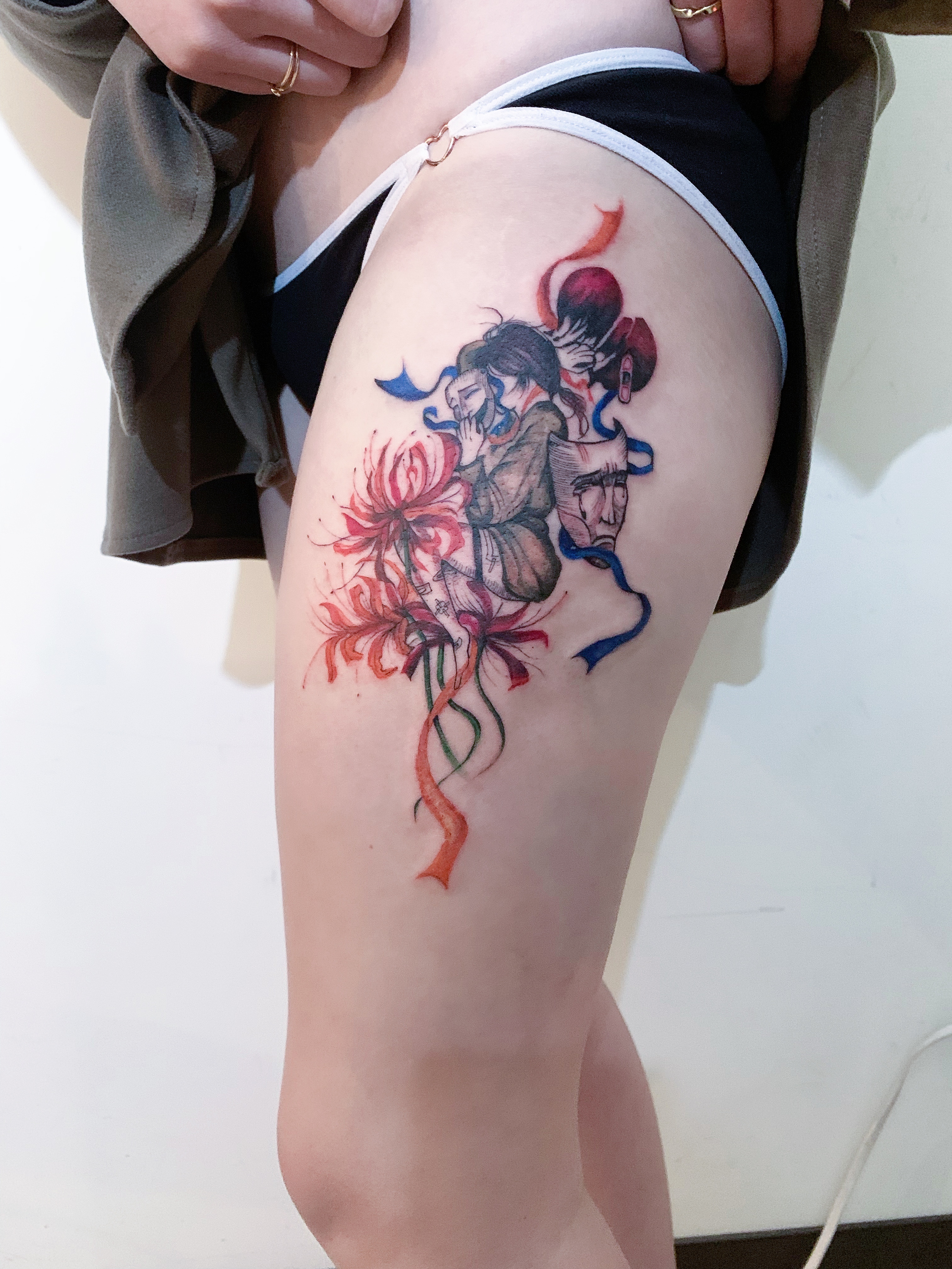 插畫刺青|水彩刺青|彩色刺青|彼岸花刺青